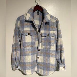 ALYA Light blue & cream plaid Jacket -Like new!!